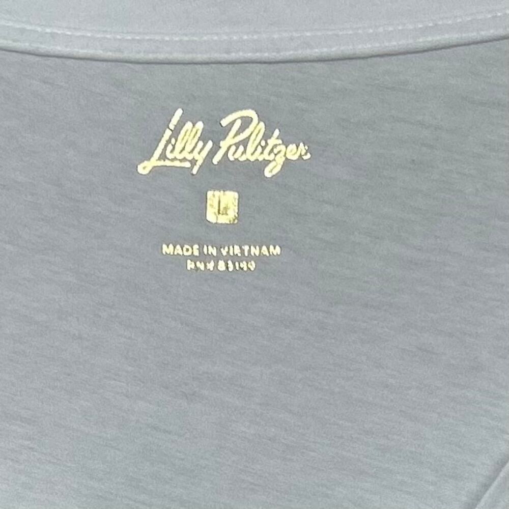 Lilly Pulitzer White V-Neck T-Shirt Size L Short Sleeves - Picture 3 of 9
